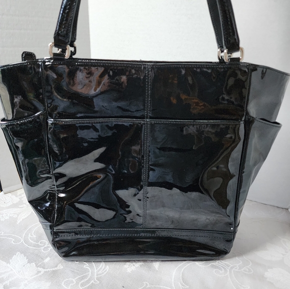 Coach Black Patent Leather Tote - Picture 4 of 14